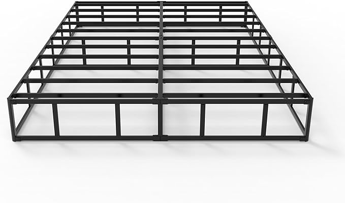 California King Box Spring 9 Inch, Heavy Duty Metal Box Spring Bed Base with Fabric Cover, Mattress Foundation, Easy Assembly, Noise Free, Black