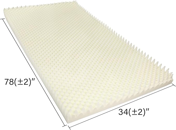 Vaunn Medical Egg Crate Mattress Topper, Fragrance-Free, Dye-Free, Convoluted Foam for Pain Relief on Pressure Sores, Ventilated Therapeutic Support and Recovery, Hospital Bed Twin (79" x 35")
