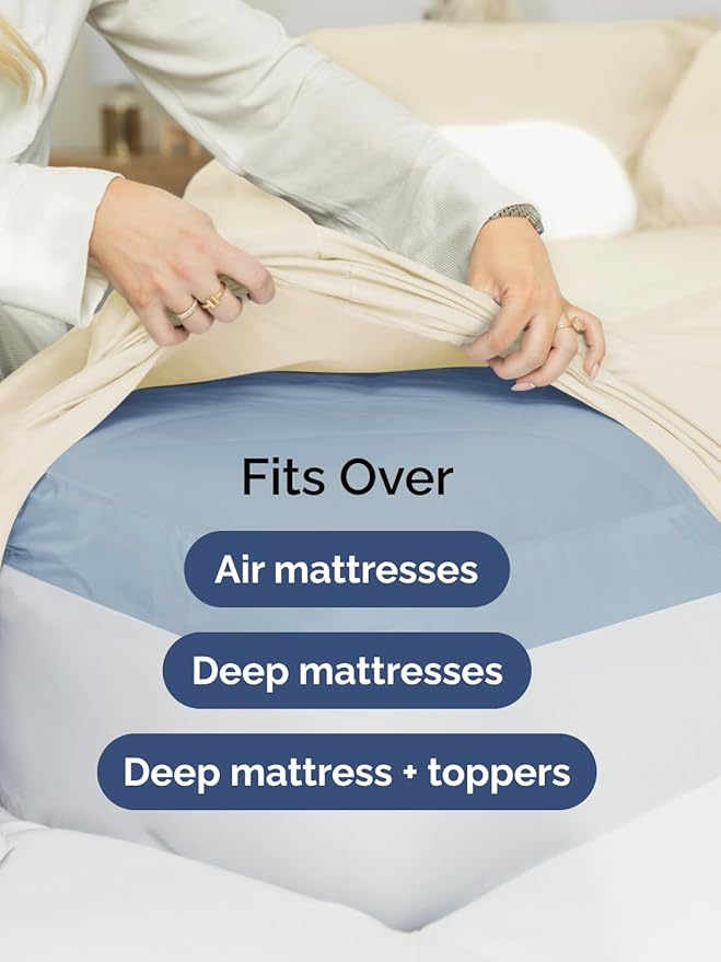 Extra Deep Cal King Sheet Set - 6 Piece Breathable and Cooling Sheets - Hotel Luxury Bed Sheets Set - Easy Fit - Soft, Wrinkle Free and Comfy Sheets Set - Off White Sheet Set with Extra Deep Pockets