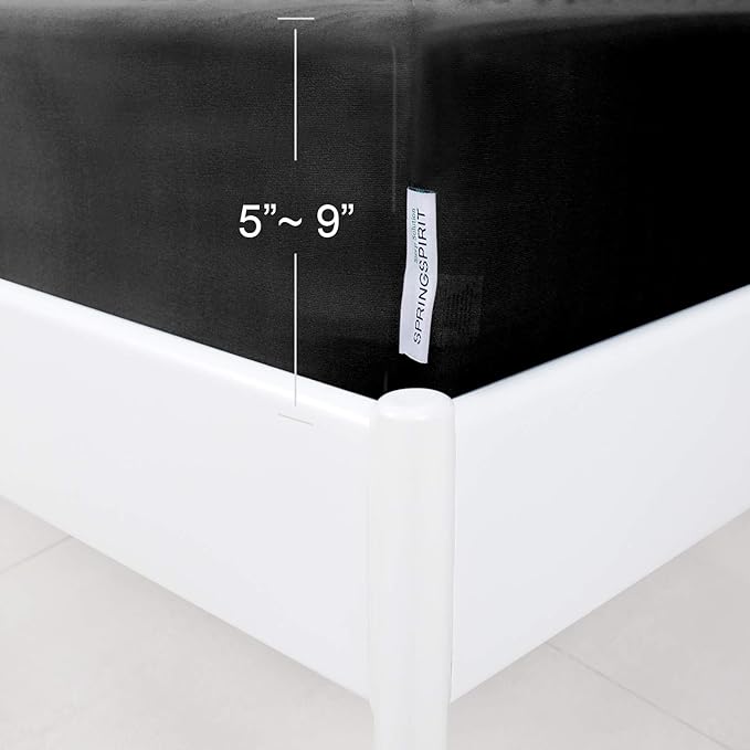 Box Spring Cover Full Size, Alternates for Bed Skirt, Smooth and Elastic Woven Material Wrap Around 4 Sides of The Box Spring, Wrinkle & Fading Resistant, Washable, Dustproof, Black