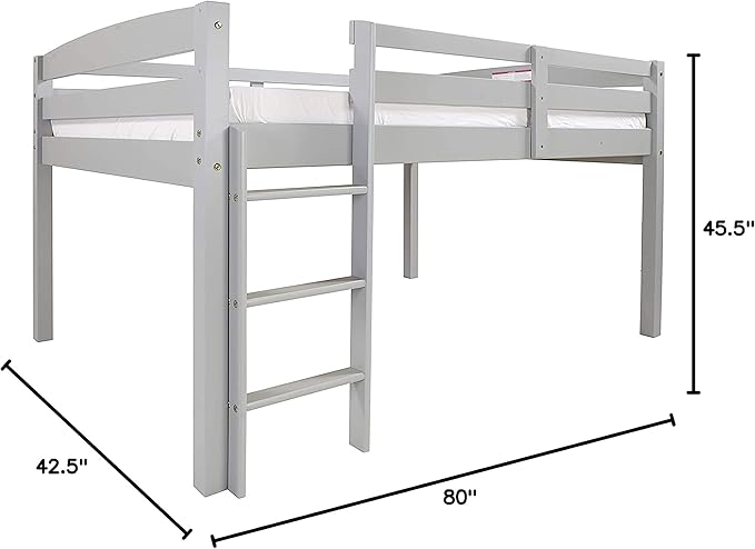Concord Junior Loft Bed, Twin, Grey