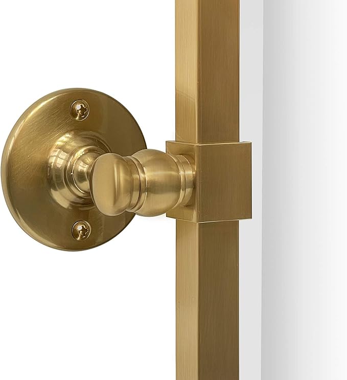 Brushed Gold Metal Framed Pivot Rectangle Bathroom Mirror Tilting Beveled Vanity Mirrors for Wall, Overall 23.9 x 24 inches (Mirrror 20 x 24 inches)