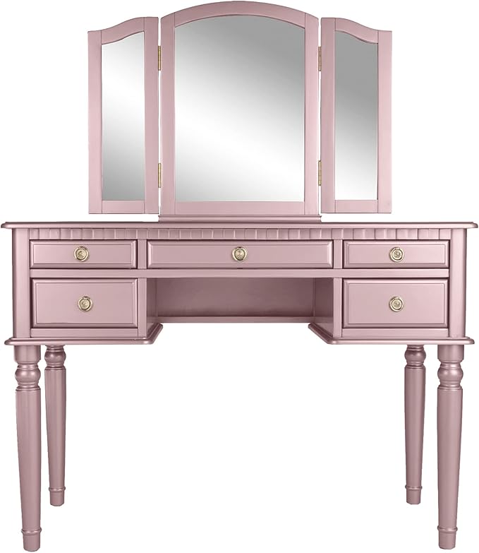 BOBKONA PDEX- Croix Collection Vanity Set With Stool, Rose Gold