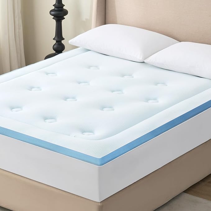 Hansleep California King Mattress Topper Viscose Derived from Bamboo, Memory Foam Pillow Top Mattress Topper Cal King with Deep Pocket, Breathable Mattress Pad for Back Pain Relief, 72" x 84", White