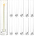 Glass Hurricane Candle Holder: 12" Tall Candlestick Holder Bulk with Cylinder Windproof Cover Set of 10 Clear Taper Candle Holders for Wedding Party Birthday Christmas Decor
