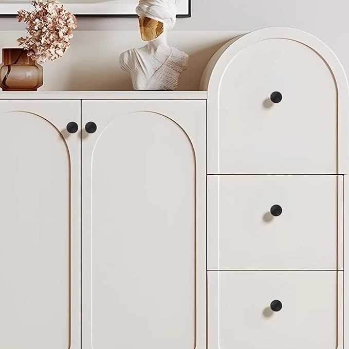 10 Pack Kitchen Cabinet Knobs Round Sunflower Dresser Knob Modern Drawer Hardware Cupboard Handles Furniture Knob for Bathroom Single Hole Knobs for Wardrobe Matte Black TYH-MB-K10