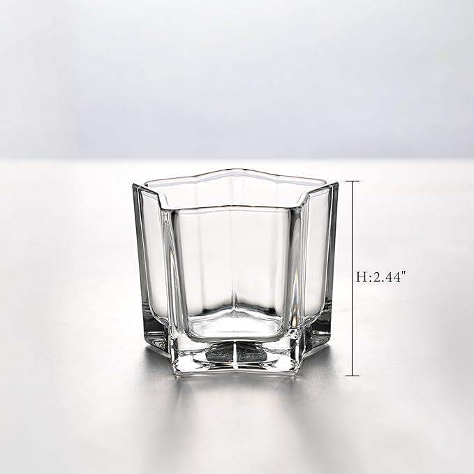 Letine 8pcs Clear Star Tea Light Candle Holders - Glass Votive Holders for Diwali, Wedding Centerpiece, Fall & Holiday Decor - Lucky Star Jar Starlight Vessels (2.44" H, 1.45" Base)