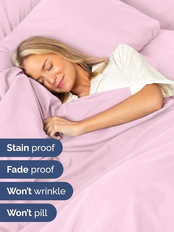 Extra Deep Full Sheet Set - 6 Piece Breathable & Cooling Sheets - Hotel Luxury Bed Sheets Set - Easy & Secure Fit - Soft, Wrinkle Free & Comfy Sheets Set - Light Pink Sheet Set with Extra Deep Pockets