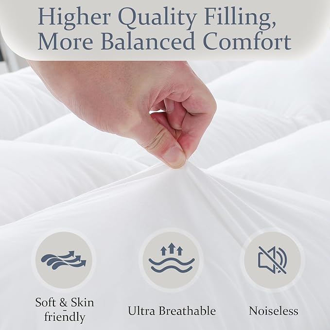 WhatsBedding 5 Inch Memory Foam Mattress Topper King for Pressure Relief, 100% Cotton Cover, Comfort Supportive Pillow Top Mattress Topper, 2000GSM Fluffy Shredded Memory Foam Filled