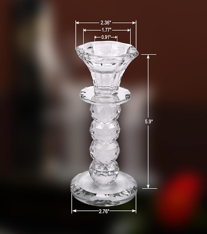 Crystal Candle Holder Set, 2 Pcs Taper Glass Candlestick Holders, Unity Clear Candle Holders for Dinning, Party, Wedding, Birthday, Multi Pillar Candelabra Candle Holder Stand Decorative