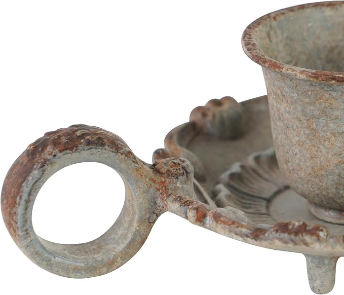 NIKKY HOME Mini Taper Candle Holders Set of 2, Rustic Metal Candlestick for Table Centerpieces, Wedding Decor and Dinner Party, Grey