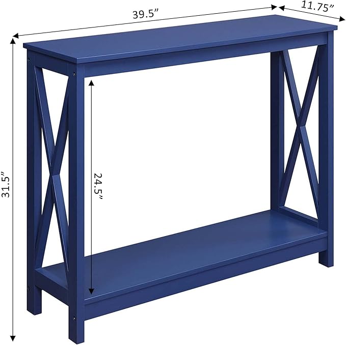 Convenience Concepts Oxford Console Table 39.5" - Sofa Table with Storage Shelf, Transitional Entryway Hall Table for Living Room and Bedroom, Display Foyer Table, Cobalt Blue