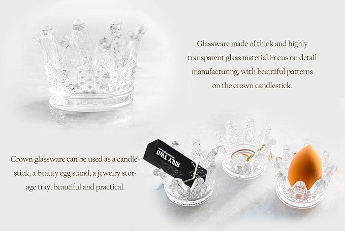 Vixdonos Crown Glass Tealight Candle Holder Set of 12 Clear Votive Candle Holders for Wedding, Party and Home Decor