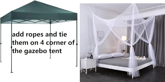 OctoRose Four Post Mosquito Net for Bed Canopy -Fits Queen, King, California King Beds-Indoor & Outdoor Use- HotPink