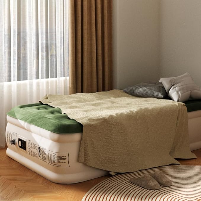 Twin Air Mattress with Built Pump, 16" Durable Blow Up Mattress Airbed, Comfortable Top Surface Inflatable Mattress for Camping Home & Portable Travel