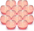 Volens Round Rose Gold Votive Candle Holders, Mercury Glass Tealight Candle Holder Set of 12