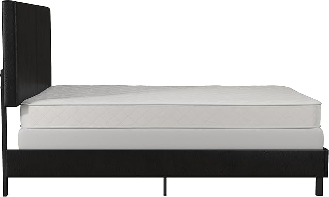 DHP Janford Upholstered Bed, Black Faux Leather, Queen