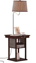 Brightech Madison Side Table with Lamp Combo with LED Bulb, Desk Lamp with USB Port, Bedside Reading Light, Modern End Table with Floor Lamp for Bedroom, Living Room, Office - Havana Brown