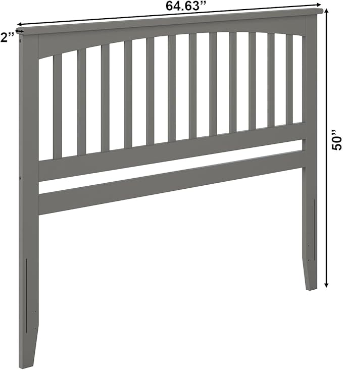 AFI, Mission Queen Solid Wood Headboard with Attachable Charger, Grey