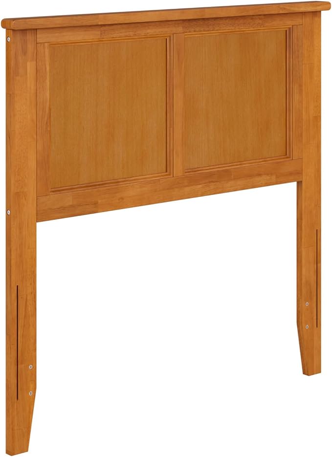 AFI, Madison Twin Solid Wood Panel Headboard with Attachable Charger, Light Toffee