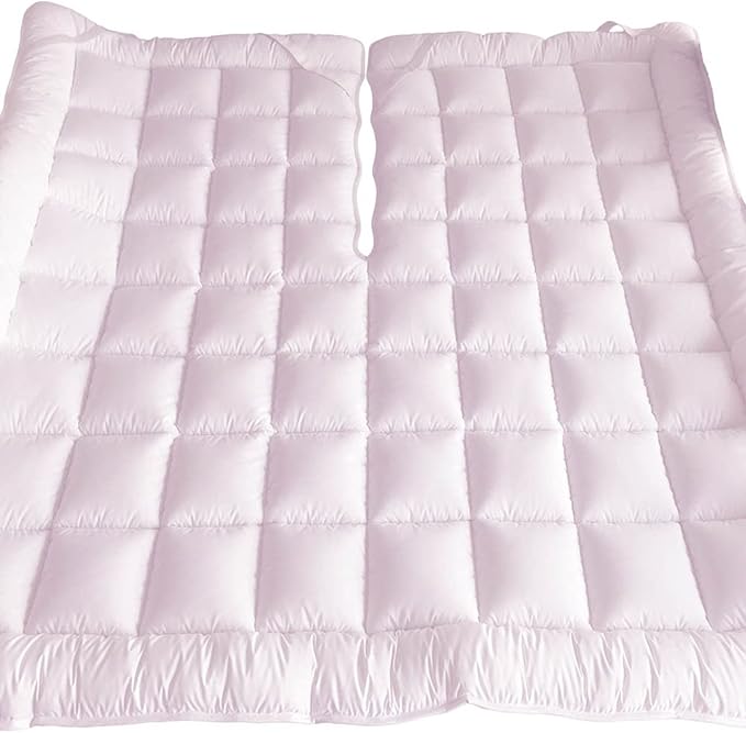 Royal Hotel Bedding Mattress Topper, Top-Split-King, 2 Inches Hypoallergenic Overfilled Down Alternative Anchor Bands Mattress Topper
