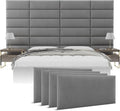 Vänt Upholstered Wall Panels - Queen/Full Size Wall Mounted Headboards - Micro Suede Grey - Set of 4 Panels (Each Individual Panel 30"x11.5")