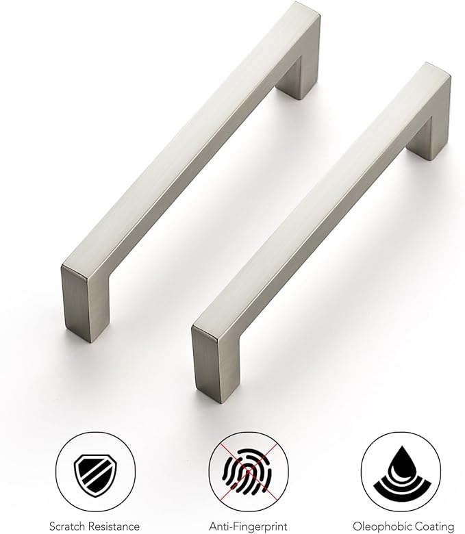 Ravinte 15 Pack Solid 3-1/2 Inch Center to Center Slim Square Bar Dresser Drawer Handles Kitchen Cabinet Handles Brushed Nickel Drawer Pulls Kitchen Cabinet Hardware Pulls