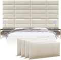 Vänt Upholstered Wall Panels - King/Cal King Size Wall Mounted Velvet Headboards - Velvet Ivory - Twin/King - Set of 4 Panels (Each Individual Panel 39"x11.5")