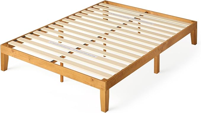 ZINUS Alexia Wood Platform Bed Frame, Solid Wood Foundation, No Box Spring Needed, Wood Slat Support, Easy Assembly, Rustic Pine, Queen