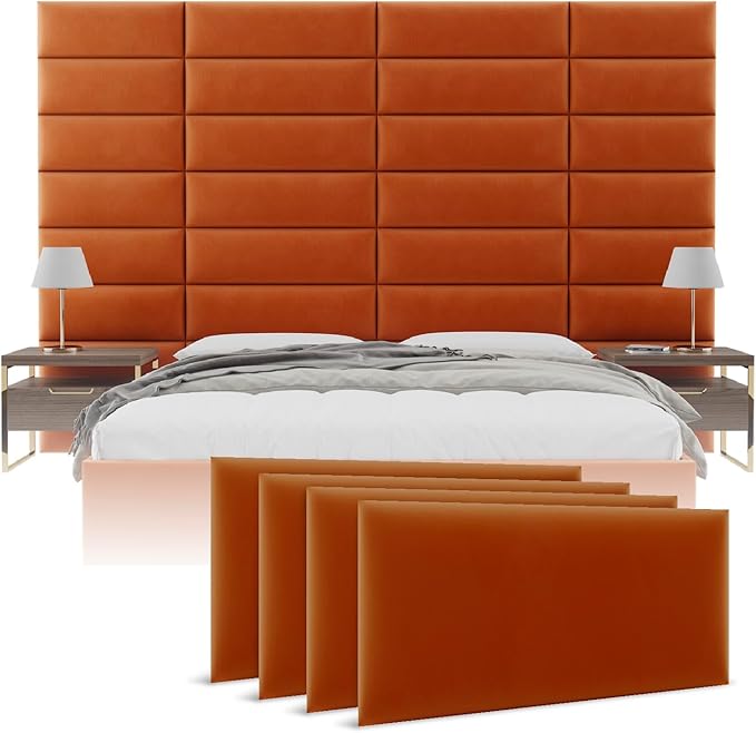 VANT Upholstered Wall Mounted Panels, Padded & Tufted Floating Headboard Panel, Head Boards - Twin, Full, Queen and King Bed Size – Soundproof & Sturdy, Easy to Install - 4 Panels Per Box 39"x11.5"