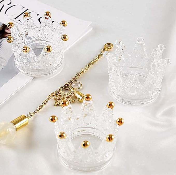 Vixdonos Crown Glass Tealight Candle Holder Set of 12 Votive Candle Holders for Wedding, Party and Home Decor (Gold Tips)