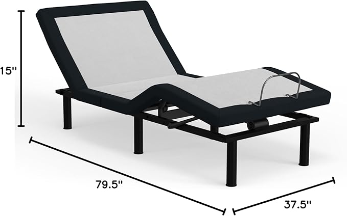 Blissful Nights Twin XL e3 Adjustable Bed Base Frame with Head and Foot Incline, Wireless Remote Control, Easy Assembly, 10 Year Warranty