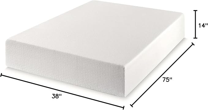 Best Price Mattress 14" Signature Green Tea Memory Foam Mattress, Twin, White