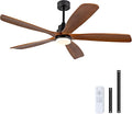 BOJUE 60 Inch Ceiling Fans with Lights and Remote Control, Modern Ceiling Fan with Light for Bedroom, Noiseless DC Motor, Dimmable Led 5 Solid Wood Blades