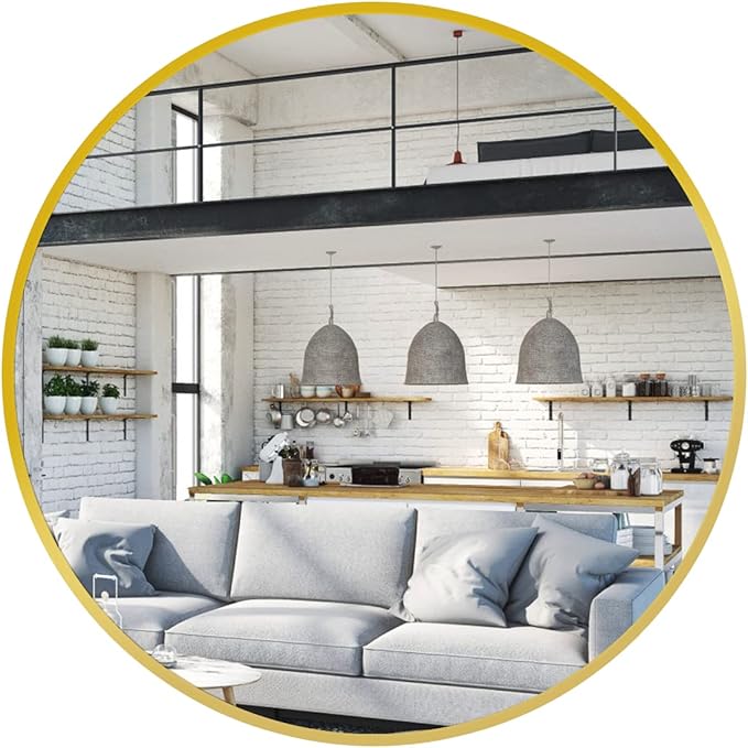 Bathroom Mirrors for Wall,Gold Frame Mirror,26'' Round Circle Mirror for Entryway Bedroom Vanity(26'',Gold)