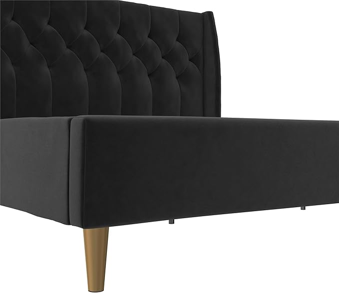Novogratz The Her Majesty Upholstered Bed, King, Black Velvet