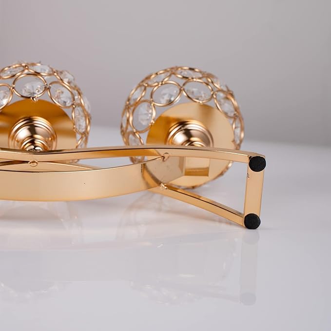 VINCIGANT Gold Candle Holders for Table Centerpiece, 3 Arms Metal Candelabra Candlestick Holders for Home Decor, Wedding, Dinning, Party, Anniversary,Christmas Halloween Decorations