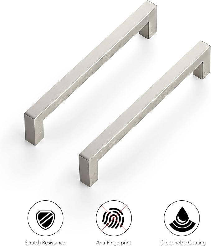 Ravinte 20 Pack 6-1/4 Inch Kitchen Square Cabinet Handles Satin Nickel Pulls Brushed Nickel Kitchen Cabinet Hardware Handles for Cupboard Drawer Pulls