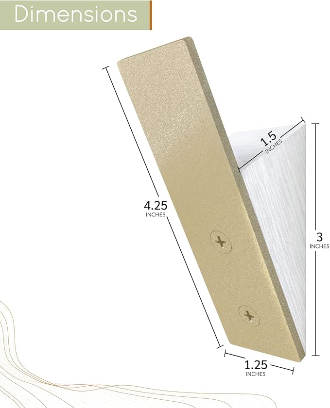 Homeforia Gold Wall Coat Hooks, High End White Wood & Gold Metal Wall Mounted Clothing Hook, Mid-Century Modern Clothes Hooks, Heavy Duty Wooden Hook for Hanging Coats, Hats, Towels & More, Set of 10