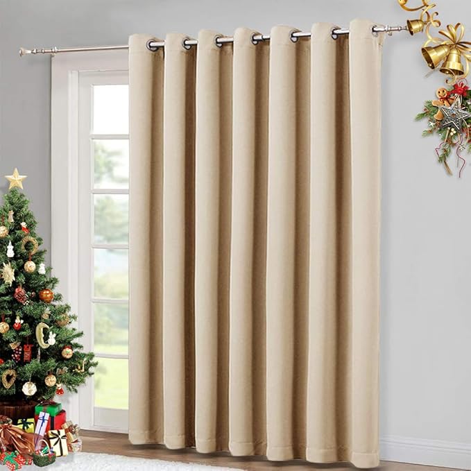 NICETOWN Loft Room Divider Curtain Screen Partition, Lower Noise Basement Hospital Medical Clinic Spa Lab Cubicle Curtain Space Divider Privacy Screen (Biscotti Beige, 1 Panel, 12.5ft Wide x 9ft Long)