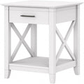 Bush Home End Table with Drawer, Nightstand with Storage, Living Room and Bedroom Furniture, Key West Collection, Pure White Oak
