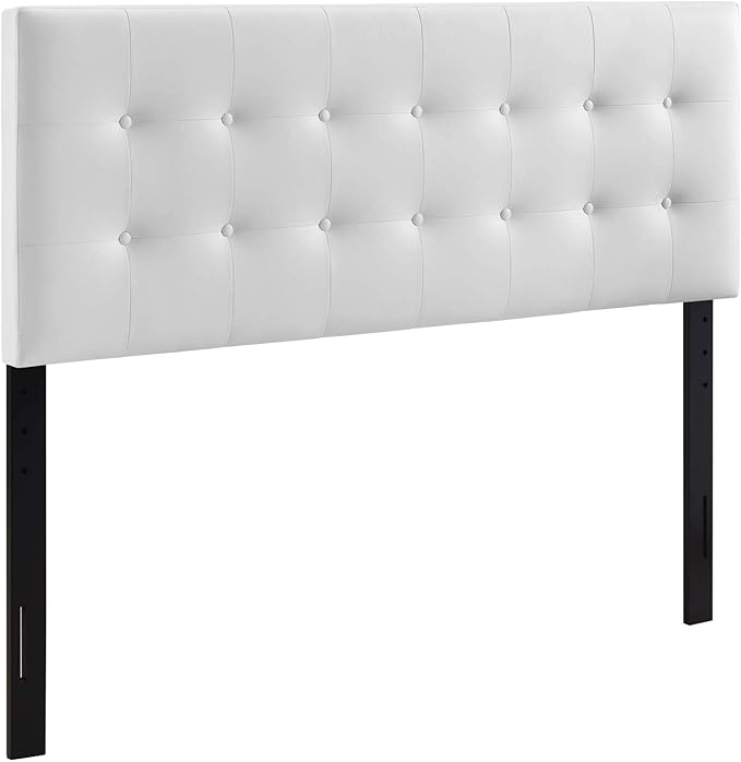 Modway MOD-5173 Emily Tufted Button Faux Leather Upholstered Full Headboard in White