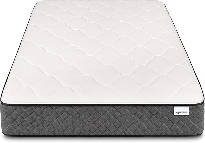 Amazon Basics Memory Foam Mattress, Queen Size Mattress, Hybrid, 12 Inch, Medium Feel, Motion Isolation Springs, White/Gray