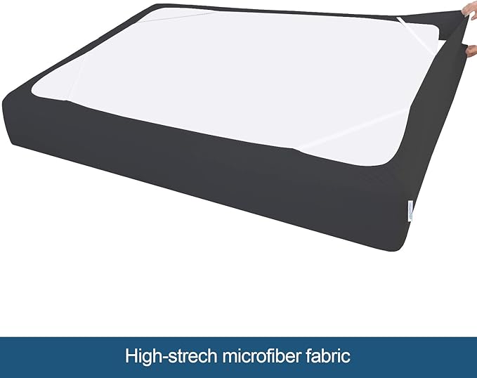 Box Spring Cover Twin Size, Alternates for Bed Skirt, Smooth and Elastic Woven Fabric Wrap Around 4 Sides of The Box Spring, Wrinkle & Fading Resistant, Washable, Dustproof, Black