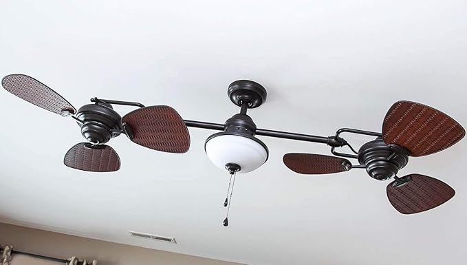 Harbor Breeze Twin Breeze Ii 74-in Oil-rubbed Bronze Outdoor Downrod Ceiling Fan
