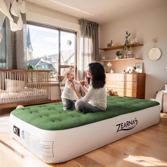Air Mattress with Built in Pump - Upgraded Twin Blow Up Mattress, 2 Mins Quick Self Inflatable, 13"/550lbs Max, Strong Support, No Lost Air, for Camping,Home,Guests,Portable Travel