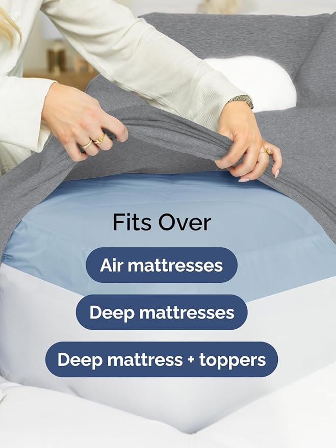 Extra Deep Cal King Sheet Set - 6 Piece Breathable & Cooling Sheets - Hotel Luxury Bed Sheets Set - Easy Fit - Soft, Wrinkle Free & Comfy Sheets Set - Heathered Grey Sheet Set w/Extra Deep Pockets