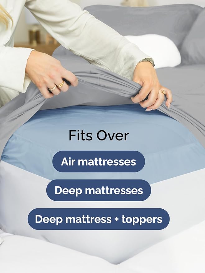 Extra Deep King Sheet Set - 6 Piece Breathable & Cooling Sheets - Hotel Luxury Bed Sheets Set - Easy & Secure Fit - Soft, Wrinkle Free & Comfy Sheets Set - Steel Blue Sheet Set with Extra Deep Pockets