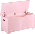 Wooden Storage Chest Box with Flip-top Lid & Safety Hinge, 39.4 Inch Living Room Organizer, Bedroom Bench, Pink
