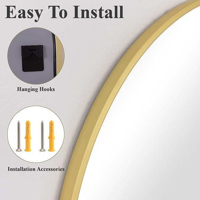 HARRITPURE 32"x42" Arched Bathroom Mirror - Gold Wall Mounted Vanity Mirror Aluminum Alloy Frame Large Arch Wall Mirror for Living Room, Bedroom and Entryway